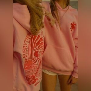 pink palm puff “everything comes in waves hoodie”